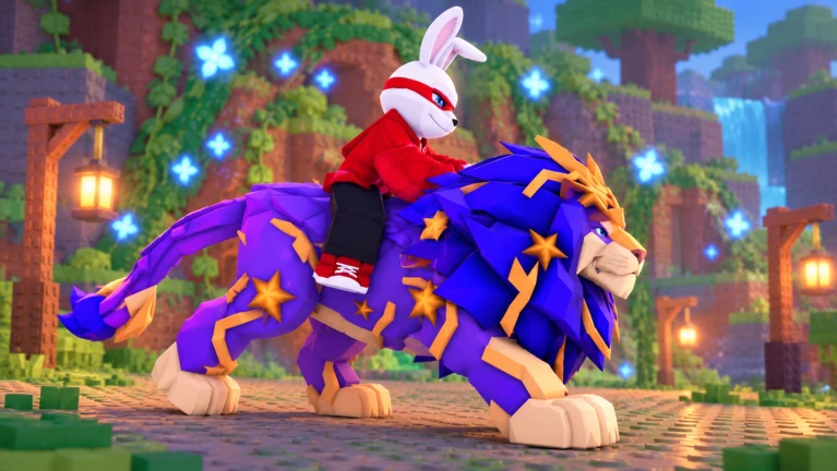 Personaje montado en un león