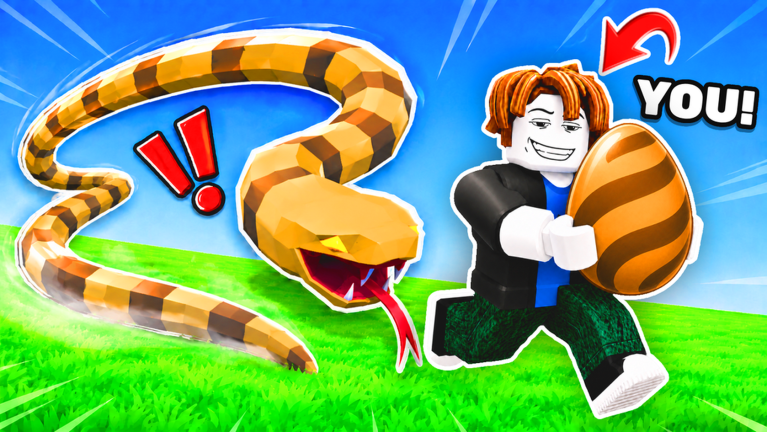 Official Steal An Egg artwork: a snake chasing a player carrying an egg