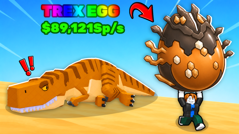 Official Steal An Egg artwork: a T-Rex guarding a large egg