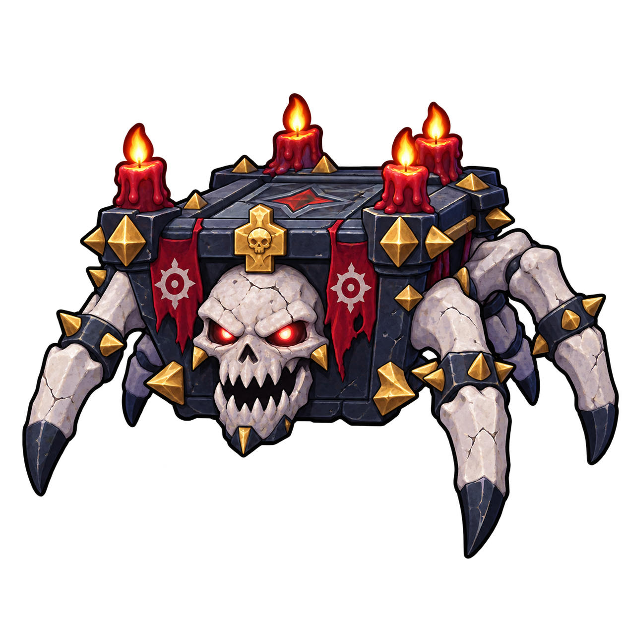 Coffin Crawler — coffin-shaped creature with a skull and jointed legs