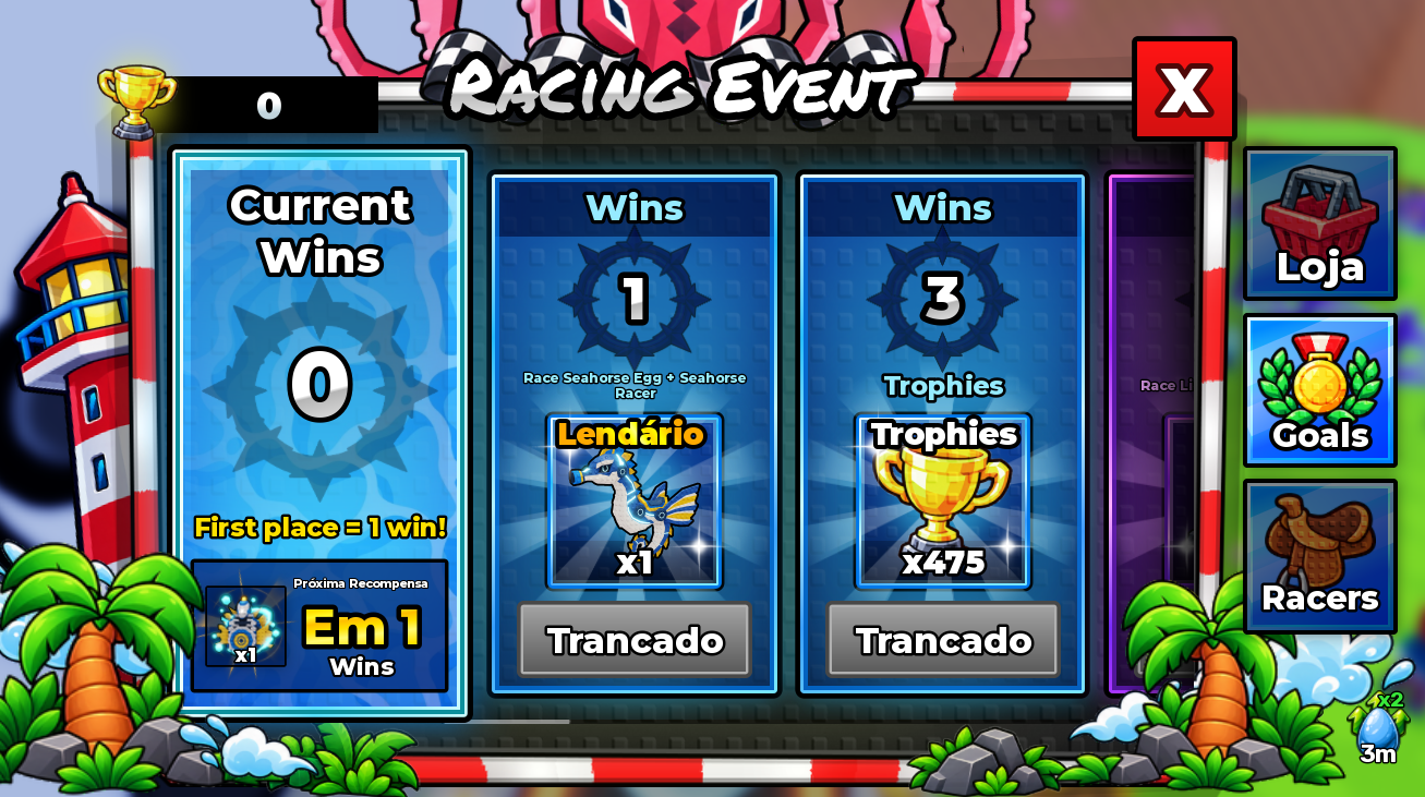 Win Pass com Seahorse por 1 vitória e 475 troféus por 3 vitórias